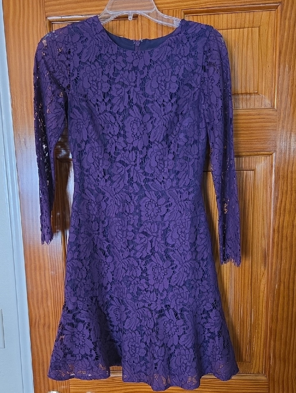 J.Crew Purple Plum Lace Cocktail Dress Fit and Flare with Trumpet Hem
